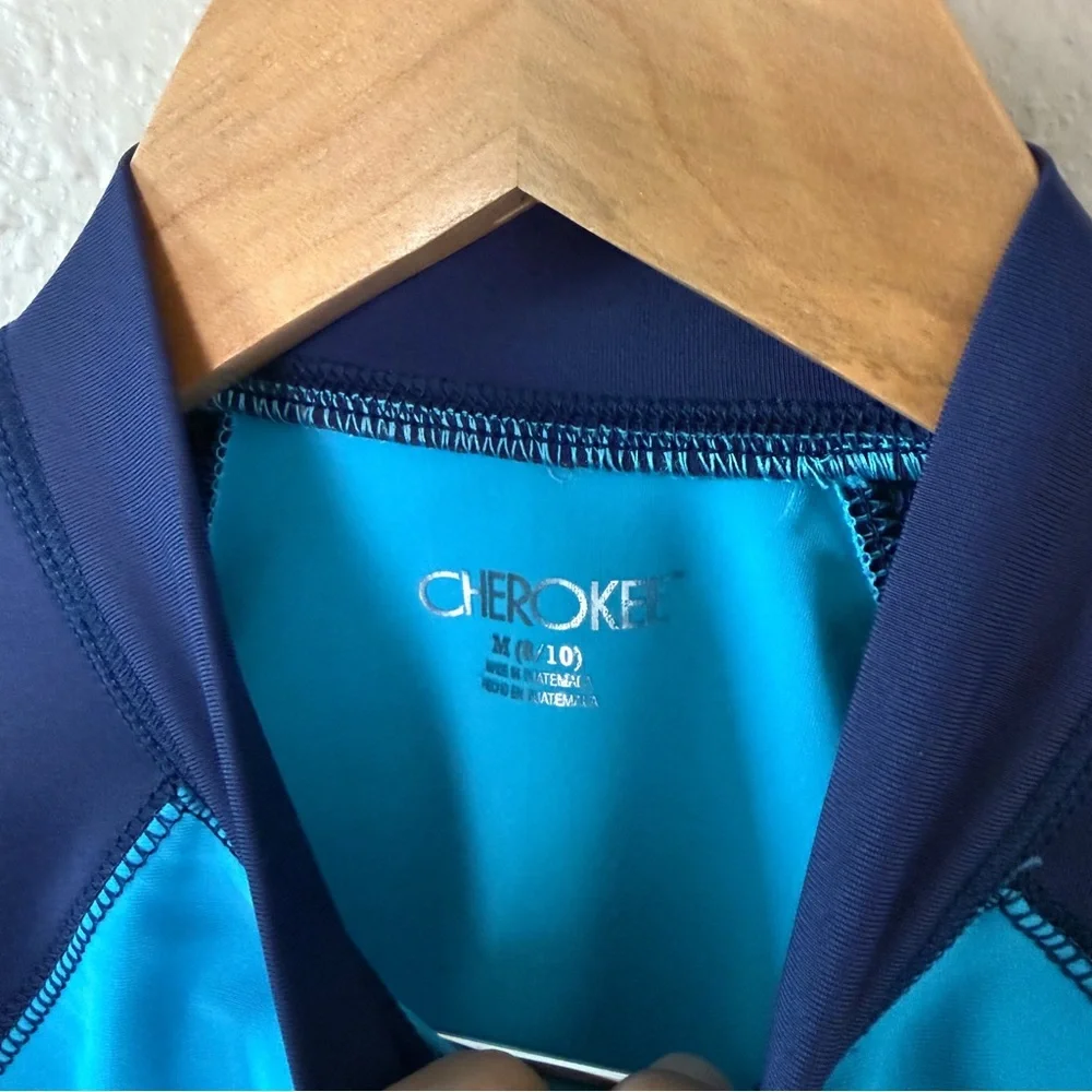 Cherokee Bright Turquoise & Navy Kids Rash Guard 8/10 - Picture 4 of 4